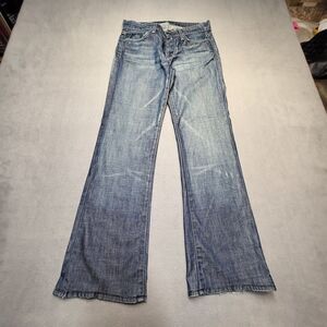 7 For All Mankind Jeans Womens 28 Blue Boot Cut Flared Leg Distressed Denim